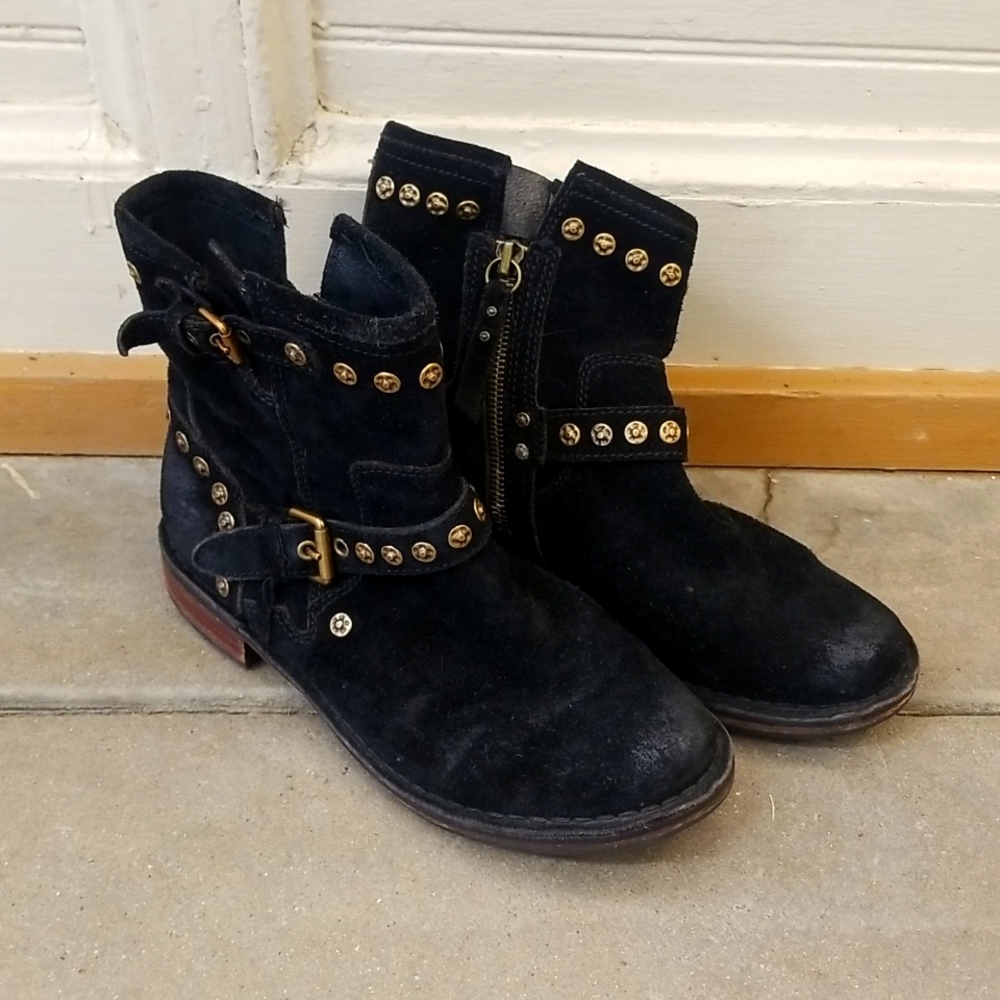 Ugg Fabrizia Black Suede Leather Studded Boots